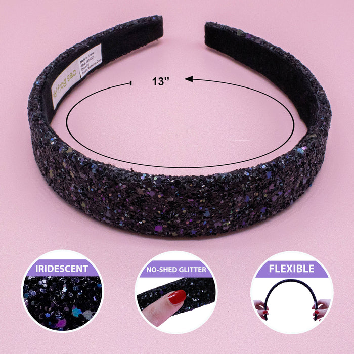 Tapered Chunky Glitter Headband, Assorted Colors