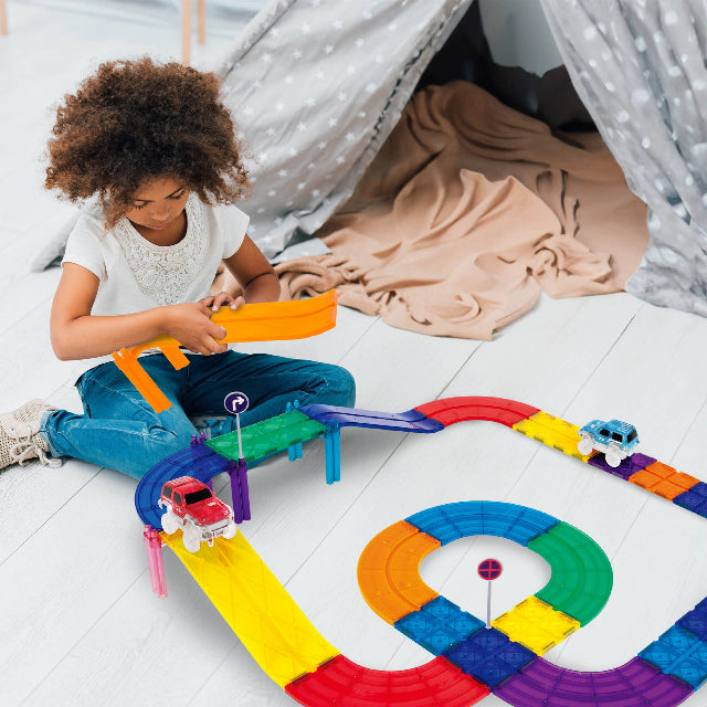 PicassoTiles 30pc Magnetic Race Track Building Set