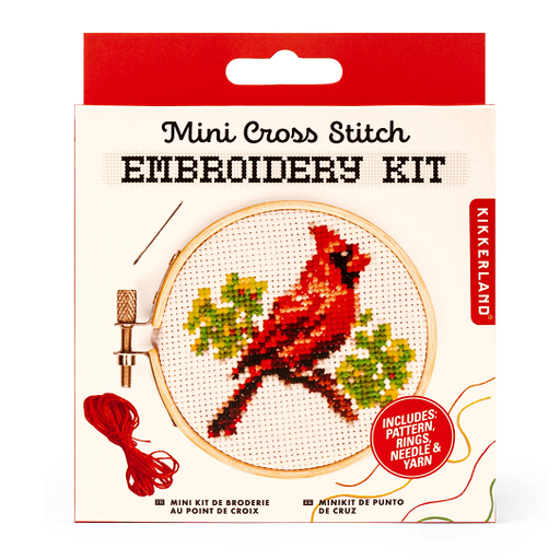 Mini Cross Stitch Embroidery Kit, Cardinal