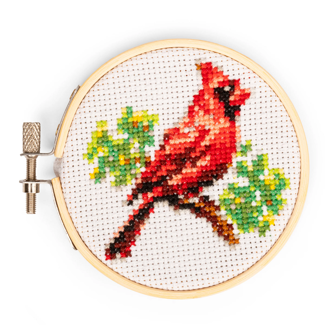 Mini Cross Stitch Embroidery Kit, Cardinal