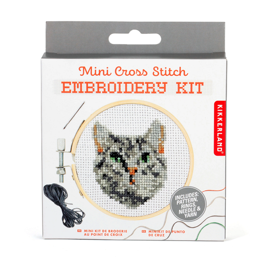 Mini Cross Stitch Embroidery Kit, Cat