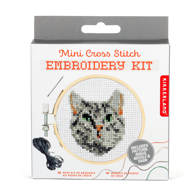 Mini Cross Stitch Embroidery Kit, Cat