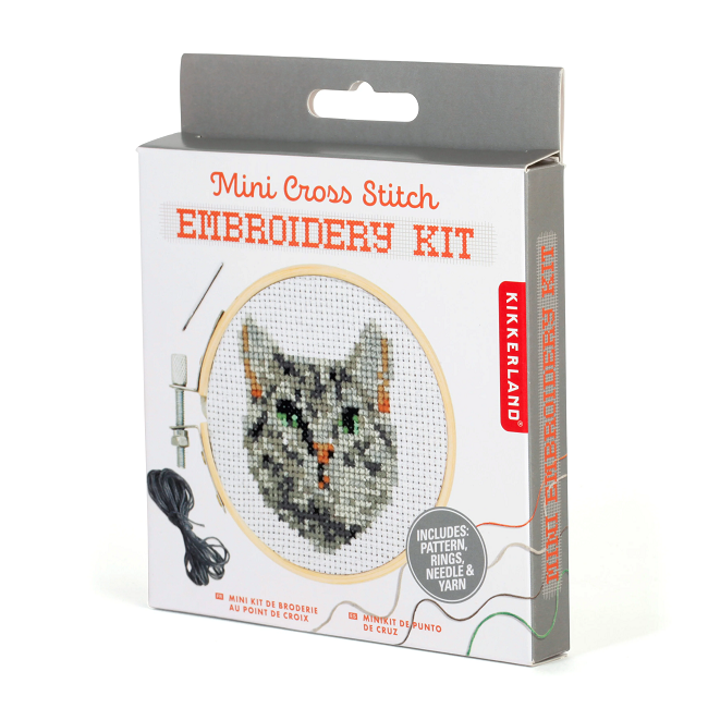Mini Cross Stitch Embroidery Kit, Cat