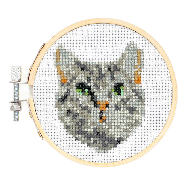 Mini Cross Stitch Embroidery Kit, Cat