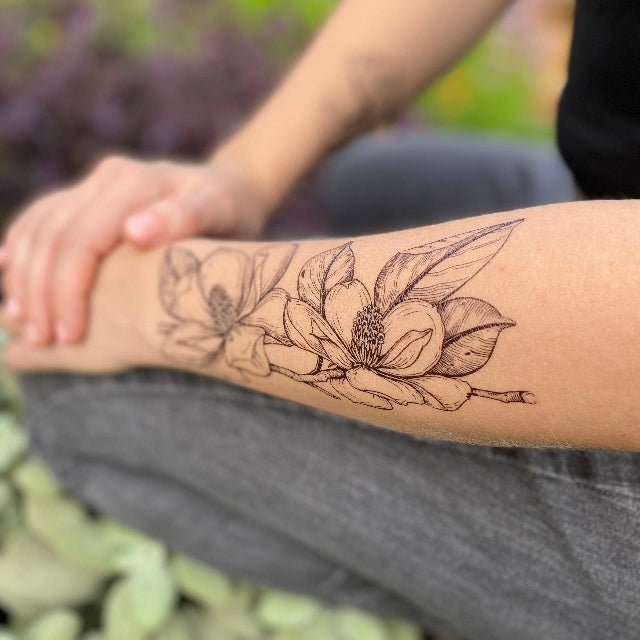 Magnolia Flower Temporary Tattoo