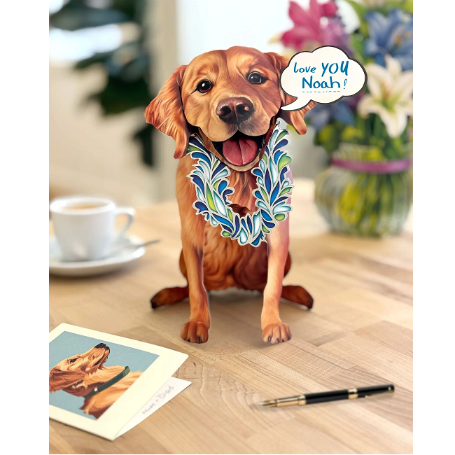 FreshCut Paper Golden Retriever Pop-Up 3D Greeting Card