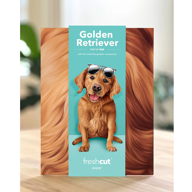 FreshCut Paper Golden Retriever Pop-Up 3D Greeting Card