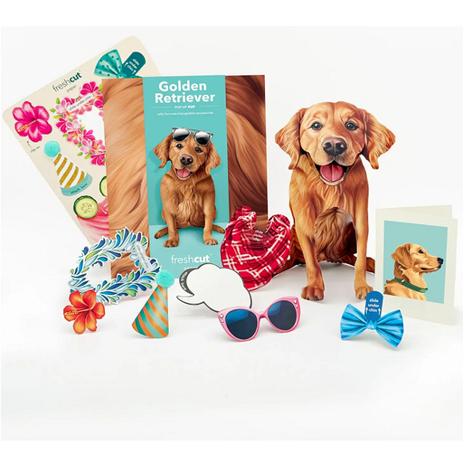 FreshCut Paper Golden Retriever Pop-Up 3D Greeting Card