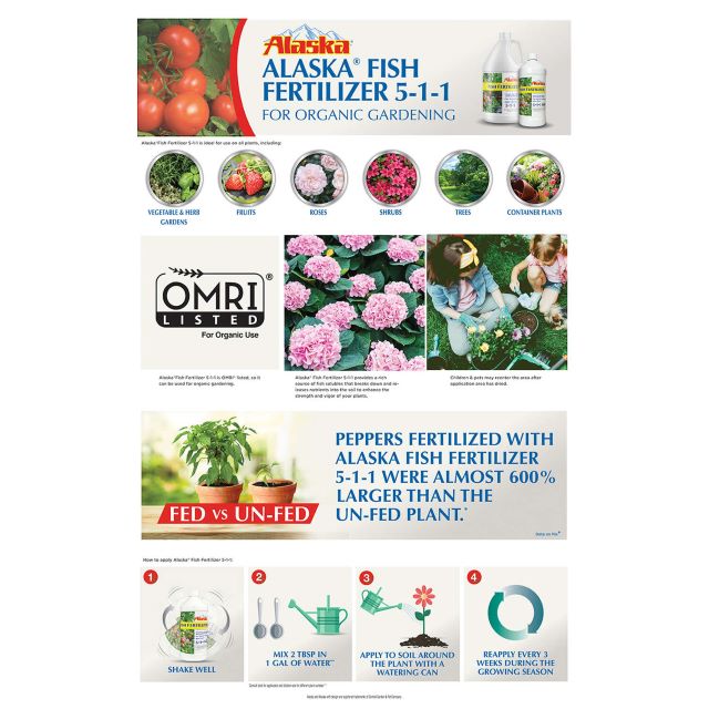 1 gal. organic gardening liquid fish emulsion fertilizer 5-1-1 Alaska Organic Liquid Fish Emulsion Fertilizer 5-1-1 — Ellington Agway