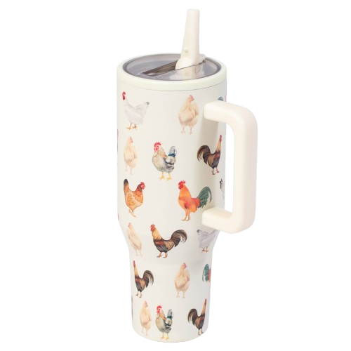 Chicken Print 40oz Spill Proof Insulated Tumbler with Handle