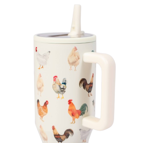 Chicken Print 40oz Spill Proof Insulated Tumbler with Handle