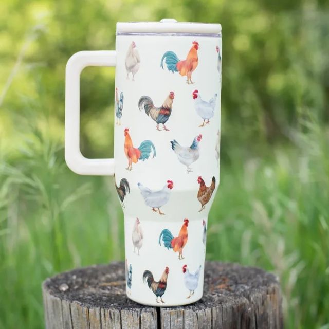 Chicken Print 40oz Spill Proof Insulated Tumbler with Handle