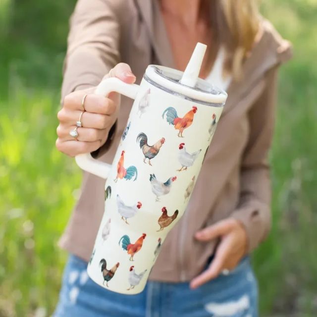 Chicken Print 40oz Spill Proof Insulated Tumbler with Handle