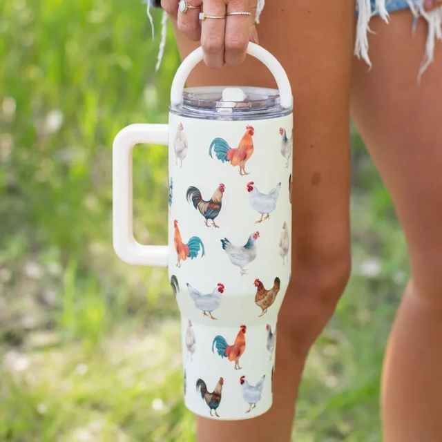 Chicken Print 40oz Spill Proof Insulated Tumbler with Handle