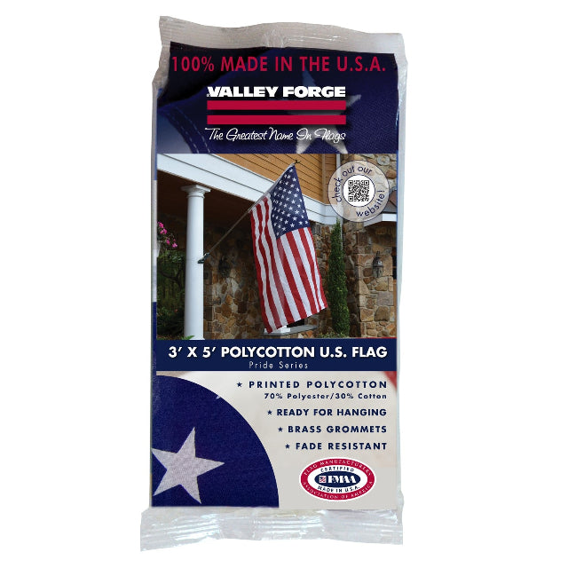 Valley Forge USS-1 5 ft W x 3 ft H Polycotton American Flag