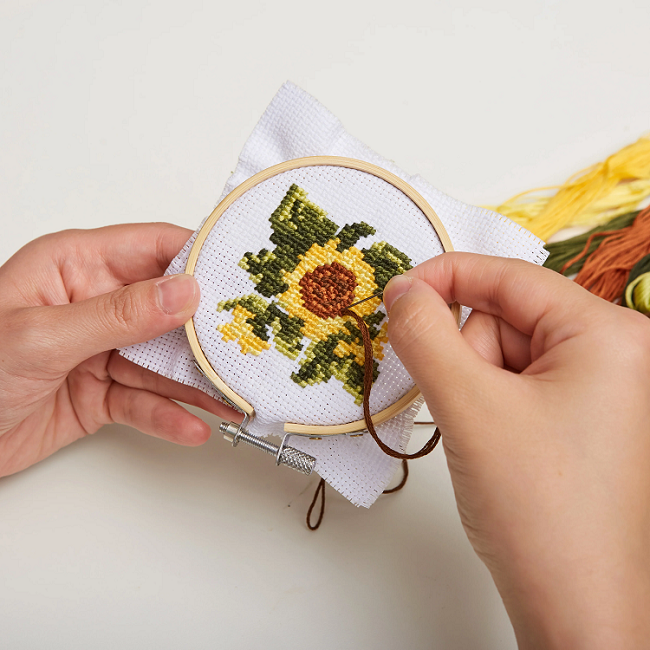 Mini Cross Stitch Embroidery Kit, Sunflower
