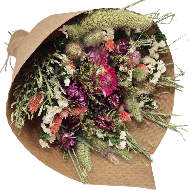 Pink Strawflower Love 24" Dried Floral Bouquet