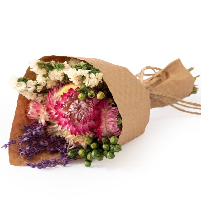 Strawflower & Larkspur Mini Dried Floral Bouquet Bundle