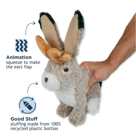 Tall Tails Animated Plush Jackalope Dog Toy 8"
