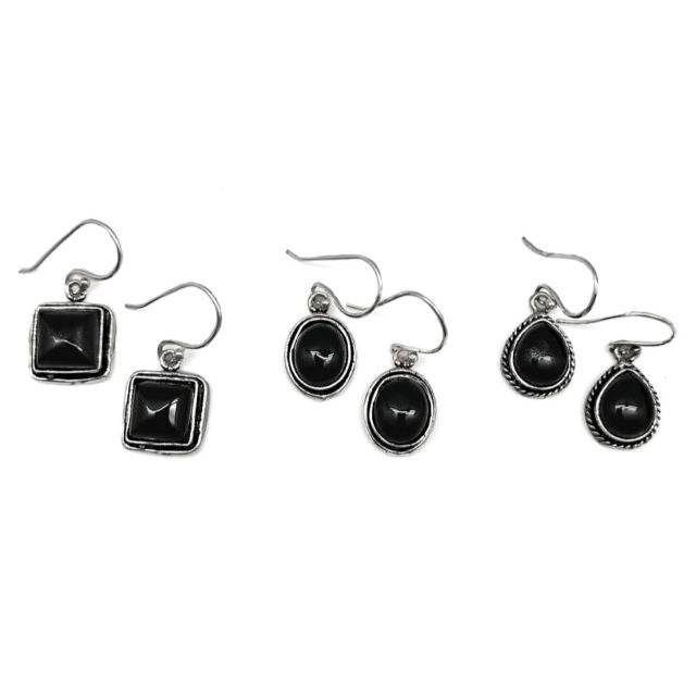Kashi Semiprecious Small Stone Earrings - Black Onyx E27BO