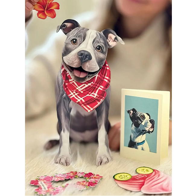 FreshCut Paper Pit Bull Pop-Up 3D Greeting Card