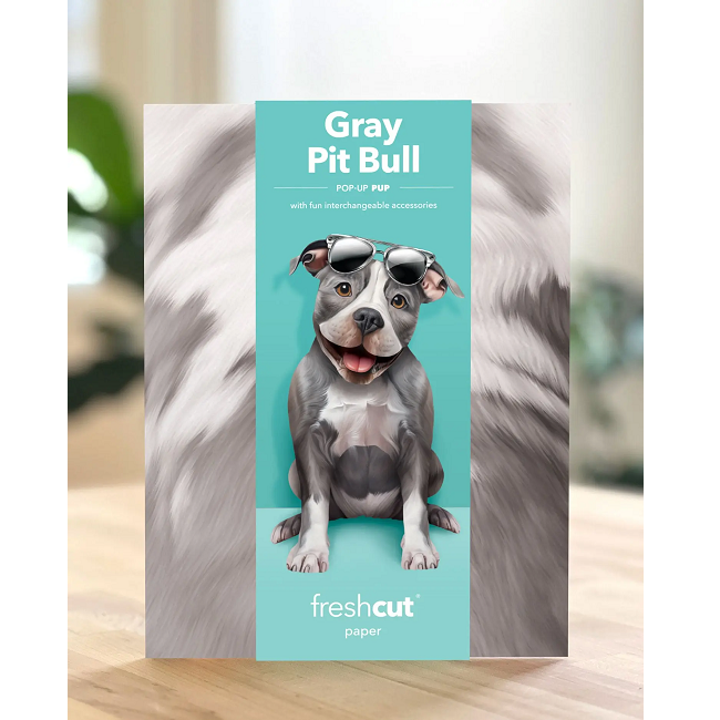 FreshCut Paper Pit Bull Pop-Up 3D Greeting Card