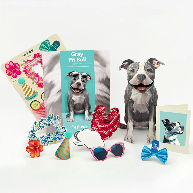 FreshCut Paper Pit Bull Pop-Up 3D Greeting Card