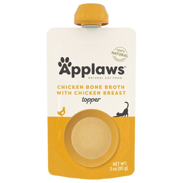 Applaws Chicken Bone Broth with Chicken Breast Wet Cat Food Topper, 3-oz Pouch