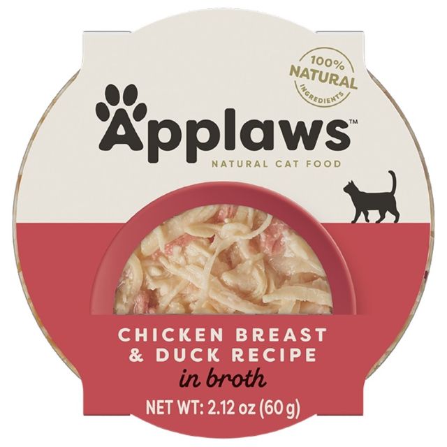 Applaws Natural Chicken Breast & Duck in Broth Wet Cat Food, 2.12-oz Cup