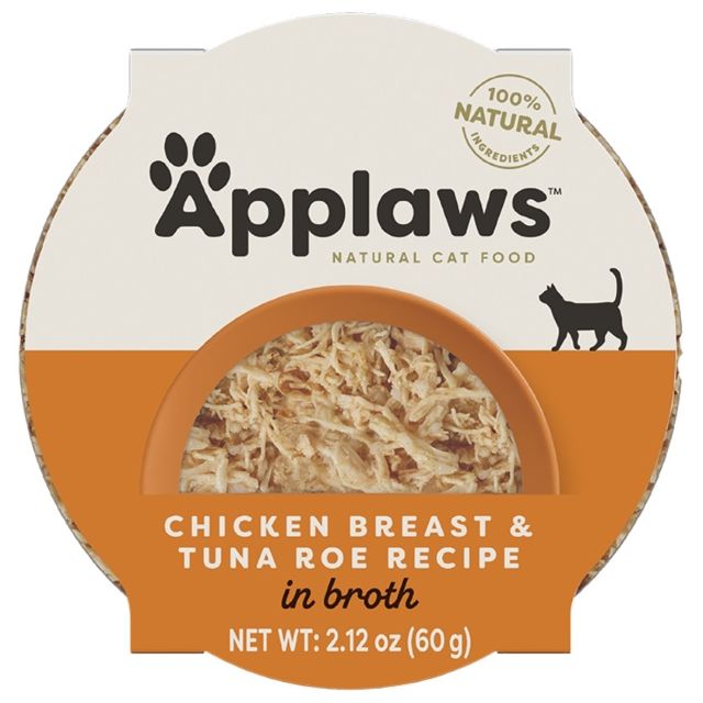 Applaws Natural Chicken Breast & Tuna in Broth Wet Cat Food, 2.12-oz Cup