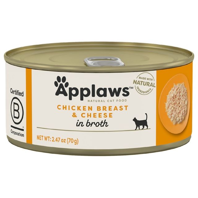 Applaws Natural Chicken Breast & Cheese in Broth Wet Cat Food, 2.47-oz Can