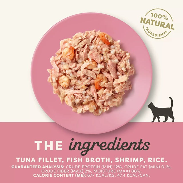 Applaws Natural Tuna Fillet & Shrimp in Broth Wet Cat Food, 2.47-oz Can