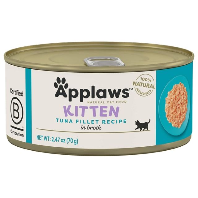 Applaws Natural Tuna Fillet in Broth Wet Kitten Food, 2.47-oz Can
