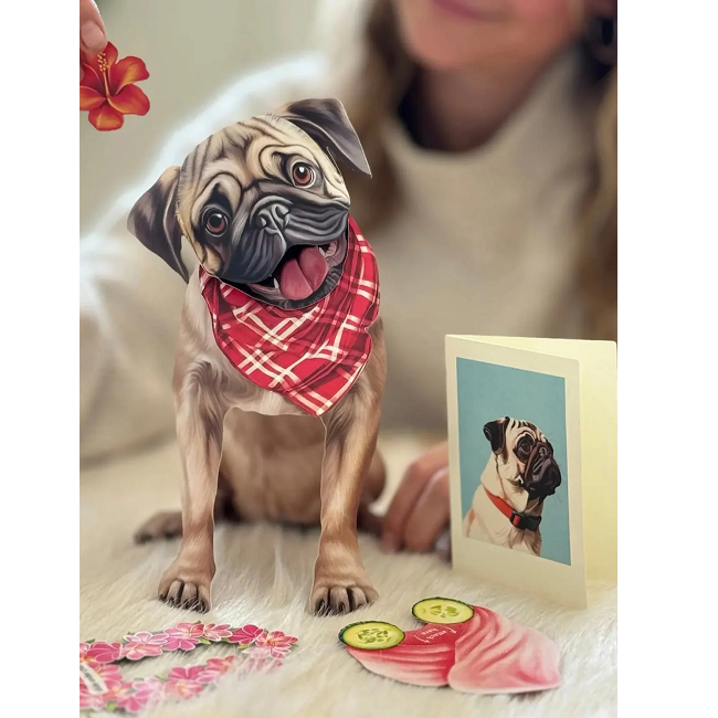 FreshCut Paper Pug Pop-Up 3D Greeting Card
