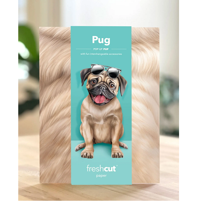FreshCut Paper Pug Pop-Up 3D Greeting Card