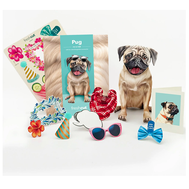 FreshCut Paper Pug Pop-Up 3D Greeting Card
