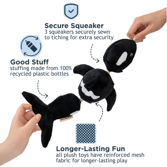 Tall Tails Orca Jointed Shake Play Dog Toy