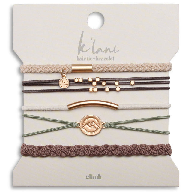 K'lani "Climb" Natural Colors with Gold Mountain Accent Hair Tie Bracelets