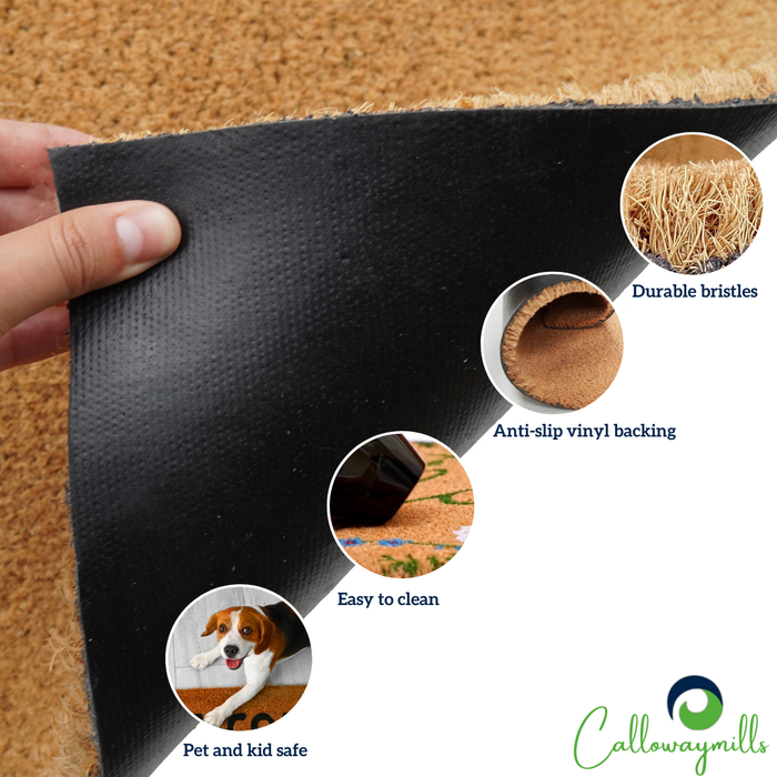 Lucky Cat 17" x 29" Coir Non-Slip Doormat