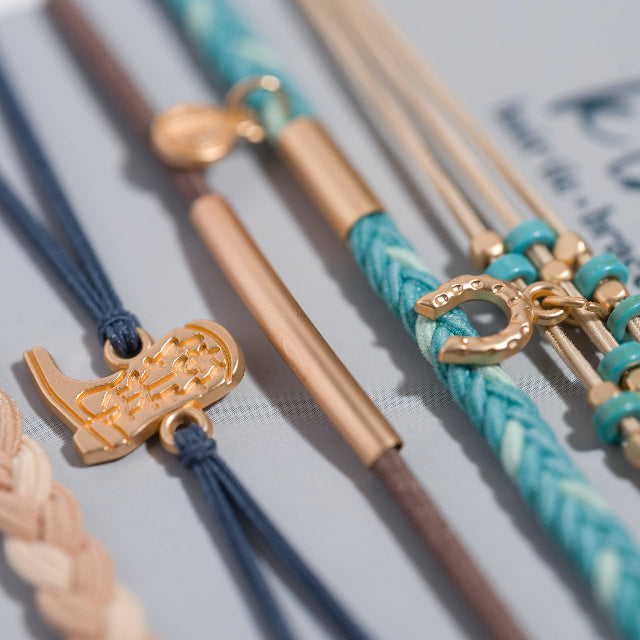 K'lani "Stride" Turquoise with Gold Cowboy Boot Hair Tie Bracelets