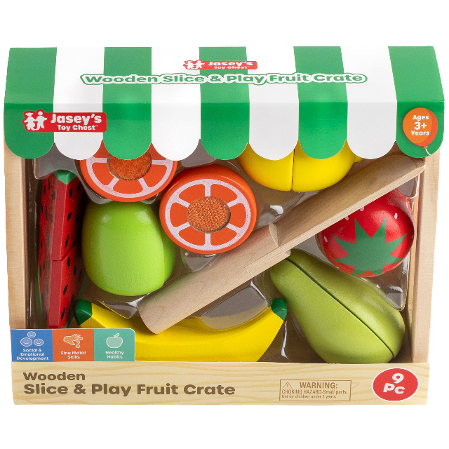 Jasey’s Toy Chest Wooden Slice & Play Fruit Crate