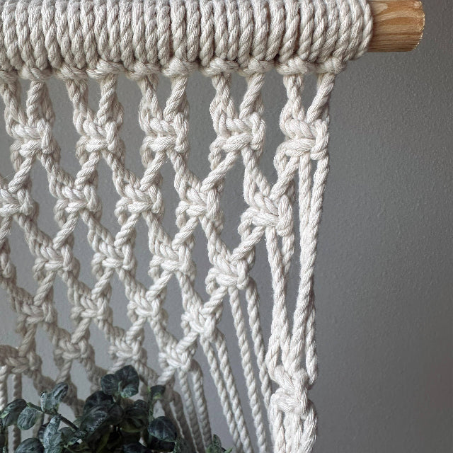 macrame hammock plant hanger Meesh Drops 4-5" Natural Hammock Wall Macrame Hanger, 25" Length