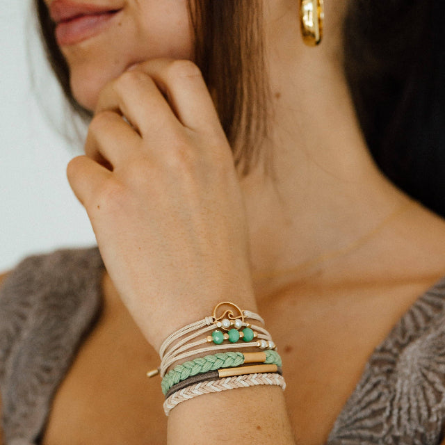 K'lani "Reflect" Gold Wave with Beachy Neutrals Hair Tie Bracelets