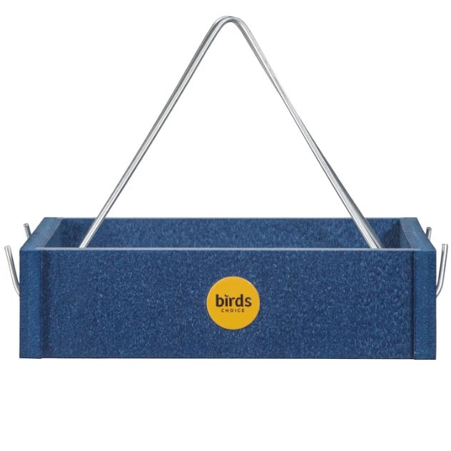 Small Hanging Tray Bird Feeder in Blue Recycled Plastic