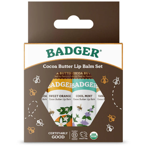 Badger Cocoa Butter Lip Balm 4-Pack