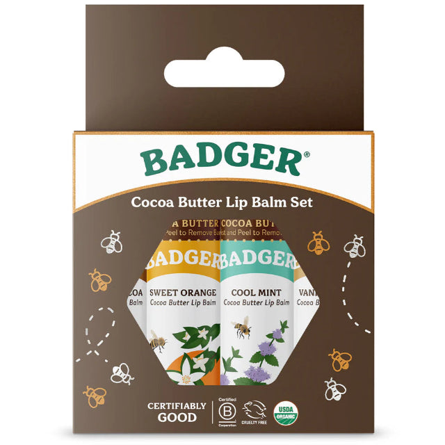 Badger Cocoa Butter Lip Balm 4-Pack