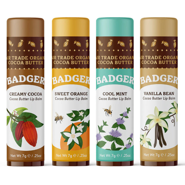 Badger Cocoa Butter Lip Balm 4-Pack