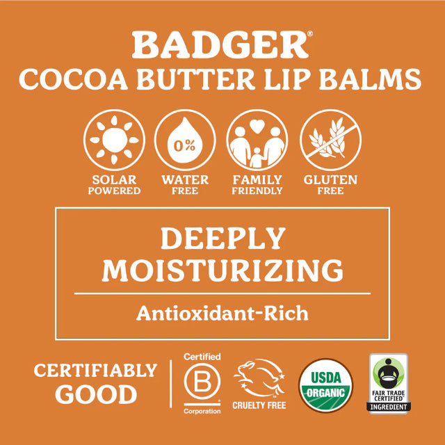 Badger Vanilla Bean Cocoa Butter Lip Balm 0.25-oz Stick