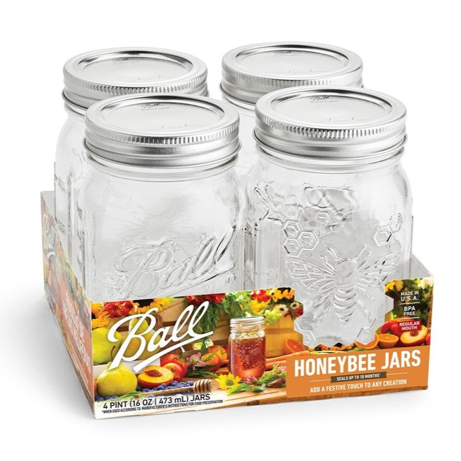 Ball Honeybee Keepsake Canning Jars, Regular Mouth Pint 4-Pack