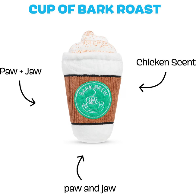 Bark Cup of Bark Roast Squeaky Plush Dog Toy, Medium